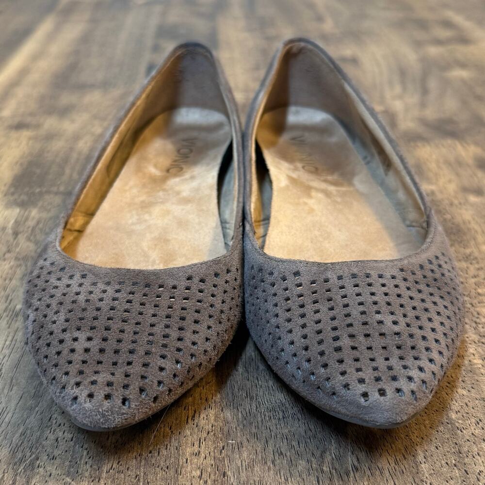 Vionic Ballet Flat Posey Leather Mesh Classic Ortho Pointy Toe Brown Size 6 Wide - Picture 3 of 9